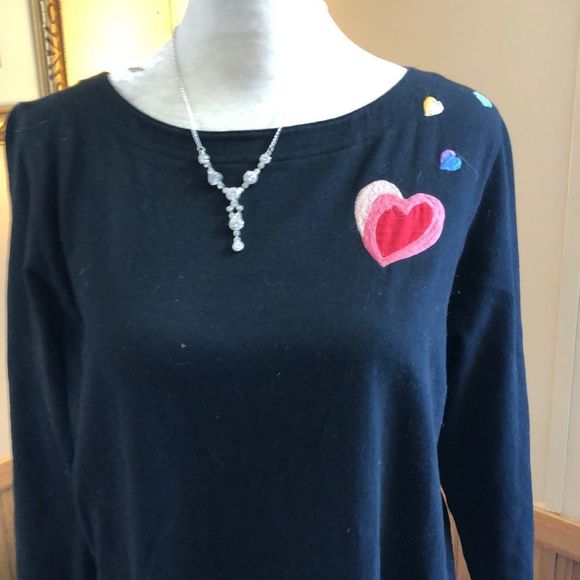 NWT Michael Simon Lite Valentines day dress with 3/4 sleeves & lots of hearts - Picture 2 of 9